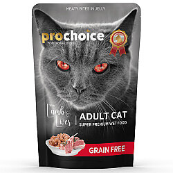 Pro Choice Pouch Jöle İçinde Kuzulu ve Ciğerli Tahılsız Yaş Kedi Maması 85 Gr - 2