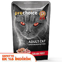 Pro Choice Pouch Jöle İçinde Kuzulu ve Ciğerli Tahılsız Yaş Kedi Maması 85 Gr - Pro Choice