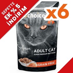 Pro Choice Pouch Jöle İçinde Somonlu ve Ciğerli Tahılsız Yaş Kedi Maması 85 Gr x 6 Adet - Pro Choice