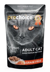 Pro Choice Pouch Jöle İçinde Somonlu ve Ciğerli Tahılsız Yaş Kedi Maması 85 Gr x 6 Adet - Thumbnail