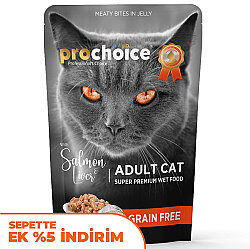 Pro Choice Pouch Jöle İçinde Somonlu ve Ciğerli Tahılsız Yaş Kedi Maması 85 Gr - Pro Choice