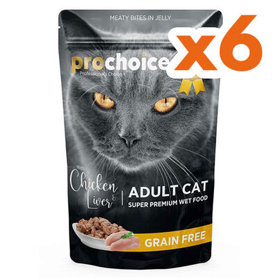 Pro Choice Pouch Jöle İçinde Tavuklu ve Ciğerli Tahılsız Yaş Kedi Maması 85 Gr x 6 Adet - 2