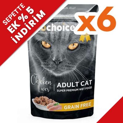 Pro Choice Pouch Jöle İçinde Tavuklu ve Ciğerli Tahılsız Yaş Kedi Maması 85 Gr x 6 Adet - 1