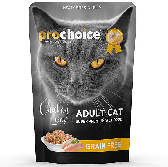 Pro Choice Pouch Jöle İçinde Tavuklu ve Ciğerli Tahılsız Yaş Kedi Maması 85 Gr - 2