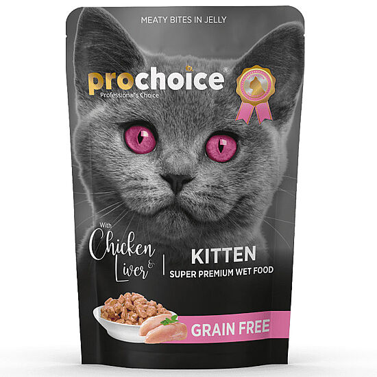 Pro Choice Pouch Kitten Jöle İçinde Tavuklu ve Ciğerli Tahılsız Yaş Yavru Kedi Maması 85 Gr x 6 Adet - 3