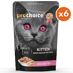 Pro Choice Pouch Kitten Jöle İçinde Tavuklu ve Ciğerli Tahılsız Yaş Yavru Kedi Maması 85 Gr x 6 Adet - 2