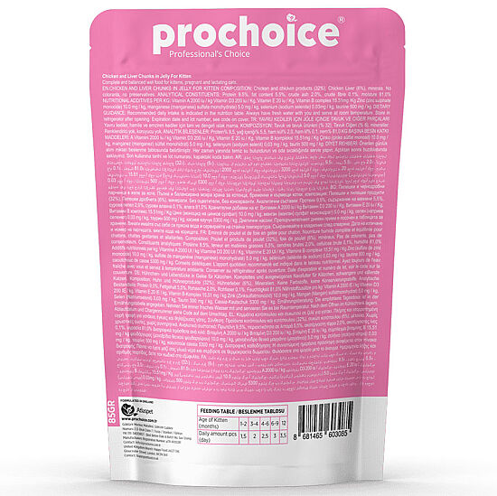 Pro Choice Pouch Kitten Jöle İçinde Tavuklu ve Ciğerli Tahılsız Yaş Yavru Kedi Maması 85 Gr x 6 Adet - 4