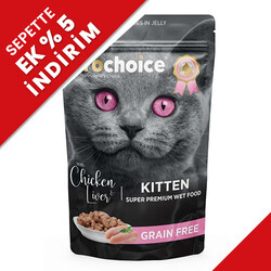 Pro Choice Pouch Kitten Jöle İçinde Tavuklu ve Ciğerli Tahılsız Yaş Yavru Kedi Maması 85 Gr - Pro Choice