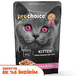 Pro Choice Pouch Kitten Jöle İçinde Tavuklu ve Ciğerli Tahılsız Yaş Yavru Kedi Maması 85 Gr - Pro Choice