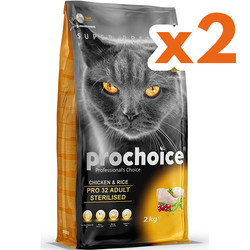 Pro Choice - Pro Choice Pro32 Kısırlaştırılmış Tavuklu Kedi Maması 2 Kg x 2 Adet