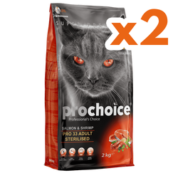 Pro Choice - Pro Choice Pro33 Kısırlaştırılmış Somonlu Kedi Maması 2 Kg x 2 Adet