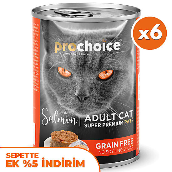 Pro Choice Salmon Somon Etli Tahılsız Kedi Konservesi 400 Gr x 6 Adet - 1