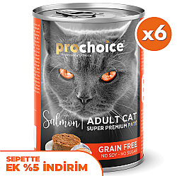 Pro Choice Salmon Somon Etli Tahılsız Kedi Konservesi 400 Gr x 6 Adet - Pro Choice