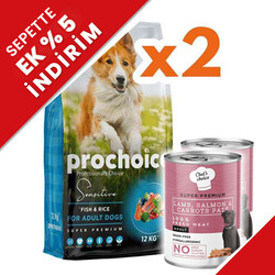 Pro Choice - Pro Choice Sensitive Balıklı Hassas Köpek Maması 12 Kg x 2 Adet + 2 Adet 400 Gr Yaş Mama