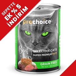 Pro Choice Sığır Etli ve Ciğerli Tahılsız Ezme Kedi Konservesi 400 Gr - Pro Choice