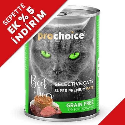 Pro Choice Sığır Etli ve Ciğerli Tahılsız Ezme Kedi Konservesi 400 Gr - 1