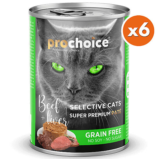 Pro Choice Sığır Etli ve Ciğerli Tahılsız Ezme Kedi Konservesi 400 Gr x 6 Adet - 2