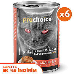 Pro Choice Sterilised Lamb Kuzu Etli Tahılsız Kısırlaştırılmış Kedi Konservesi 400 Gr x 6 Adet - Pro Choice