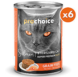 Pro Choice Sterilised Somon Etli Tahılsız Kısırlaştırılmış Kedi Konservesi 400 Gr x 6 Adet - 2