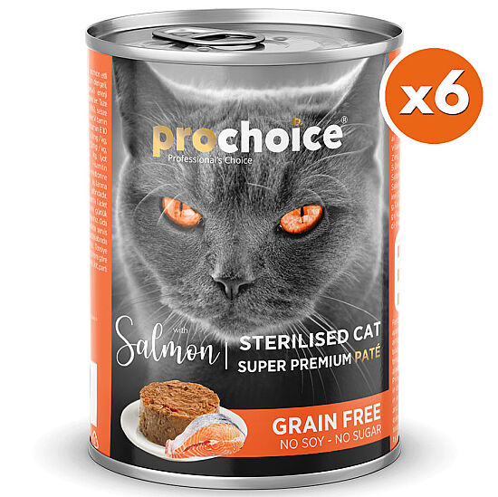 Pro Choice Sterilised Somon Etli Tahılsız Kısırlaştırılmış Kedi Konservesi 400 Gr x 6 Adet - 2
