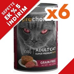 Pro Choice Veal Dana Etli Tahılsız Kedi Konservesi 400 Gr x 6 Adet - Pro Choice