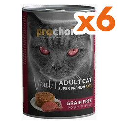 Pro Choice - Pro Choice Veal Dana Etli Tahılsız Kedi Konservesi 400 Gr x 6 Adet