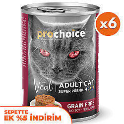 Pro Choice Veal Dana Etli Tahılsız Kedi Konservesi 400 Gr x 6 Adet - Pro Choice