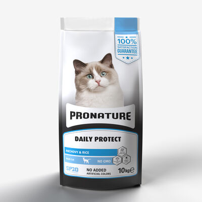 Pro Nature Daily Protect Hamsili ve Pirinçli Yetişkin Kedi Maması 10 Kg + 4 Adet Temizlik Mendili