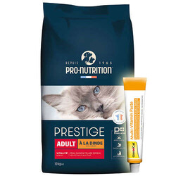 Pro Nutrition - Pro Nutrition Prestige Dinde Hindi Etli Kedi Maması 10 Kg + Gimcat 20 Gr Multivitamin Paste