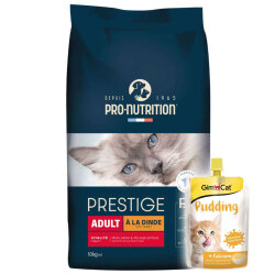 Pro Nutrition Prestige Dinde Hindi Etli Kedi Maması 10 Kg + Gimcat Kedi Pudingi 150 Gr - Pro Nutrition