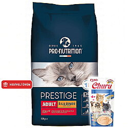 Pro Nutrition Prestige Dinde Hindi Etli Kedi Maması 10 Kg + 3 Adet Inaba Krema Ödül 4 x 14 Gr - Pro Nutrition