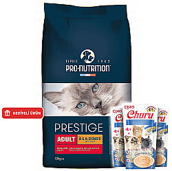 Pro Nutrition Prestige Dinde Hindi Etli Kedi Maması 10 Kg + 3 Adet Inaba Krema Ödül 4 x 14 Gr - Pro Nutrition