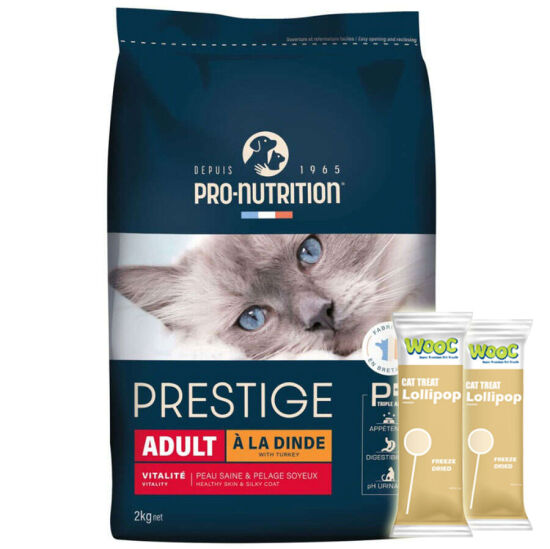 Pro Nutrition Prestige Dinde Hindi Etli Kedi Maması 2 Kg + 2 Adet Wooc Lolipop Ödül - 1