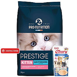 Pro Nutrition Prestige Kitten Balıklı Yavru Kedi Maması 2 Kg + Inaba Krema Ödül 4 x 14 Gr - Pro Nutrition