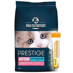 Pro Nutrition - Pro Nutrition Prestige Kitten Balıklı Yavru Kedi Maması 8 Kg + Gimcat 20 Gr Multivitamin Paste