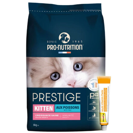 Pro Nutrition Prestige Kitten Balıklı Yavru Kedi Maması 8 Kg + Gimcat 20 Gr Multivitamin Paste - 1