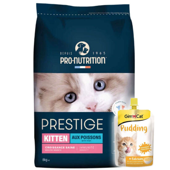 Pro Nutrition Prestige Kitten Balıklı Yavru Kedi Maması 8 Kg + Gimcat Kedi Pudingi 150 Gr - 1