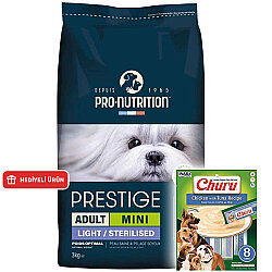 Pro Nutrition Prestige Küçük Irk Light Yetişkin Köpek Maması 3 Kg + Inaba Churu Krema Ödül 8 x 20 Gr - Pro Nutrition