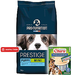 Pro Nutrition Prestige Puppy Küçük Irk Yavru Köpek Maması 3 Kg + Inaba Churu Krema Ödül 8 x 20 Gr - Pro Nutrition
