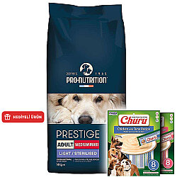 Pro Nutrition Prestige Light Sterilised Yetişkin Köpek Maması 14 Kg + 2 Adet Inaba Churu Krema Ödül 8 x 20 Gr - Pro Nutrition
