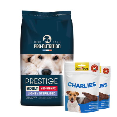 Pro Nutrition Prestige Light Sterilised Yetişkin Köpek Maması 15 Kg + 2 Adet Gimdog 70 Gr Köpek Ödülü - 1