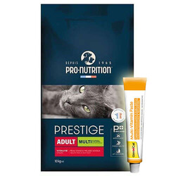 Pro Nutrition - Pro Nutrition Prestige Multi Kümes Hayvanlı Kedi Maması 10 Kg + Gimcat 20 Gr Multivitamin Paste