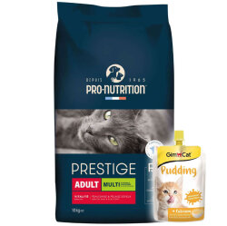 Pro Nutrition Prestige Multi Kümes Hayvanlı Kedi Maması 10 Kg + Gimcat Kedi Pudingi 150 Gr - Pro Nutrition