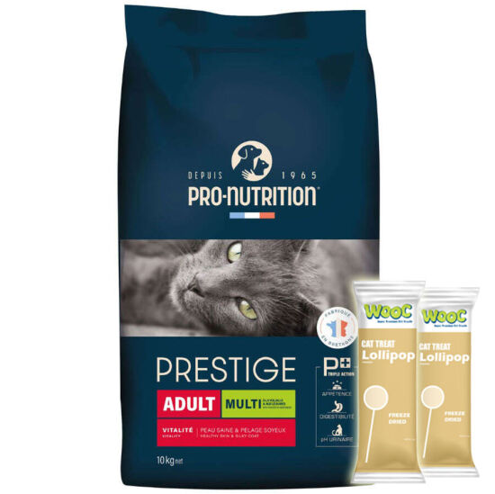 Pro Nutrition Prestige Multi Kümes Hayvanlı Kedi Maması 10 Kg + 2 Adet Wooc Lolipop Ödül