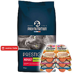 Pro Nutrition Prestige Multi Kümes Hayvanlı Kedi Maması 10 Kg + 3 Adet Inaba Twins Ödül 2 x 35 Gr - Pro Nutrition