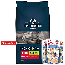 Pro Nutrition Prestige Multi Kümes Hayvanlı Kedi Maması 10 Kg + 3 Adet Inaba Krema Ödül 4 x 14 Gr - Pro Nutrition