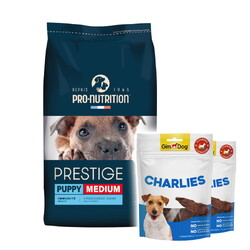 Pro Nutrition - Pro Nutrition Prestige Puppy Orta Irk Yavru Köpek Maması 12 Kg + 2 Adet Gimdog 70 Gr Köpek Ödülü