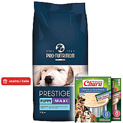 Pro Nutrition Prestige Puppy Büyük Irk Yavru Köpek Maması 14 Kg + 2 Adet Inaba Churu Krema Ödül 8 x 20 Gr - Pro Nutrition