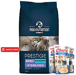 Pro Nutrition Prestige Sterilised Balıklı Kısırlaştırılmış Kedi Maması 10 Kg + 3 Adet Inaba Krema Ödül 4 x 14 Gr - Pro Nutrition