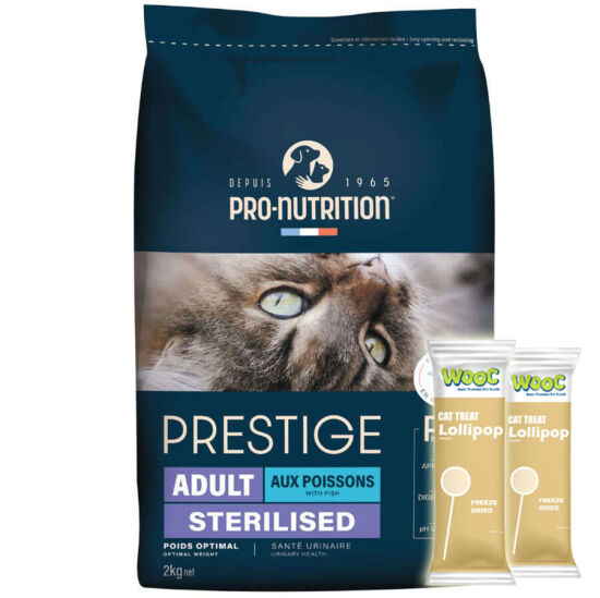 Pro Nutrition Prestige Sterilised Balıklı Kısırlaştırılmış Kedi Maması 2 Kg + 2 Adet Wooc Lolipop Ödül